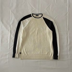 Navy Cream Sean John SJC 69 Knit Pullover Colorblock Sweater